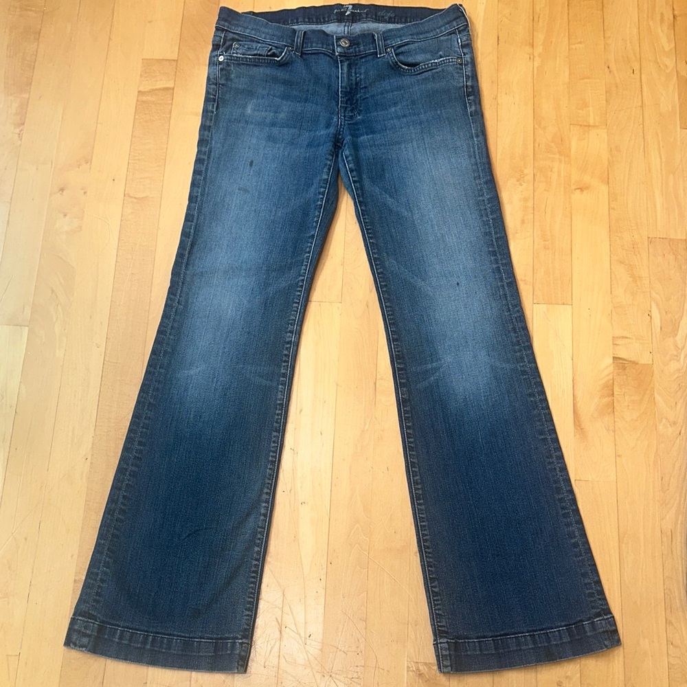Dojo 31 x 32 x 8 —-7 For All Mankind Women's Dark Blue Wide Leg Jeans - Picture 8 of 11